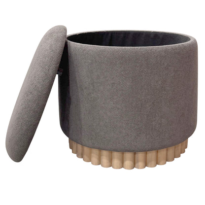 Sadie Round Storage Ottoman – Warm Charcoal and Natural – 3