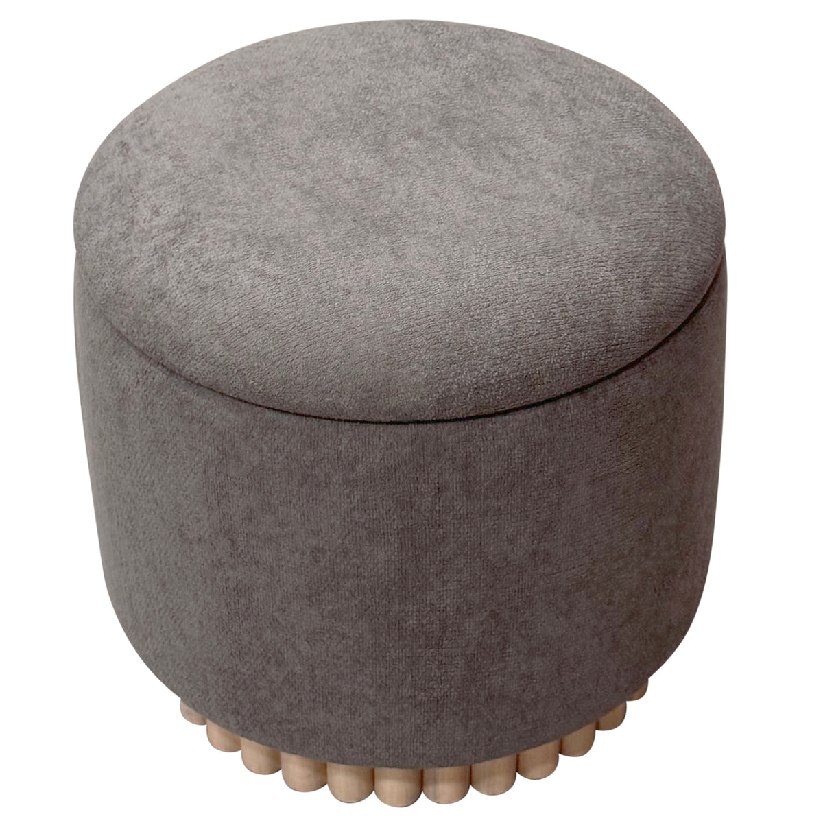 Sadie Round Storage Ottoman – Warm Charcoal and Natural – 4