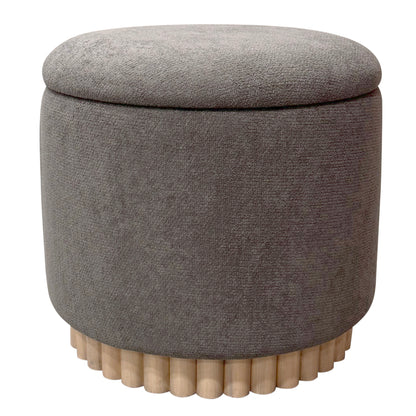 Sadie Round Storage Ottoman – Warm Charcoal and Natural – 1
