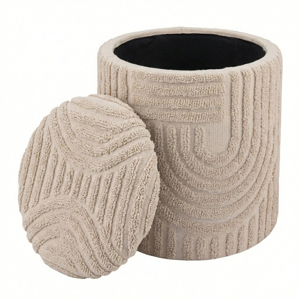 Lullu Round Storage Ottoman – Beige – 3