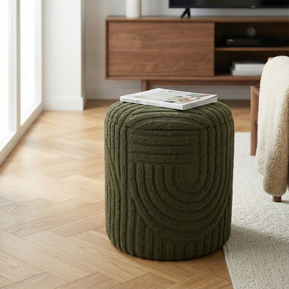 Lullu Round Storage Ottoman – Olive Green – 2