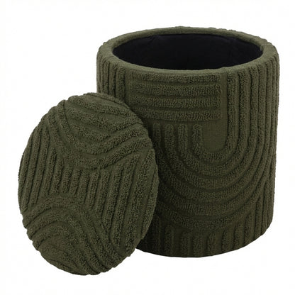 Lullu Round Storage Ottoman – Olive Green – 3