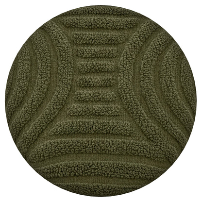 Lullu Round Storage Ottoman – Olive Green – 4