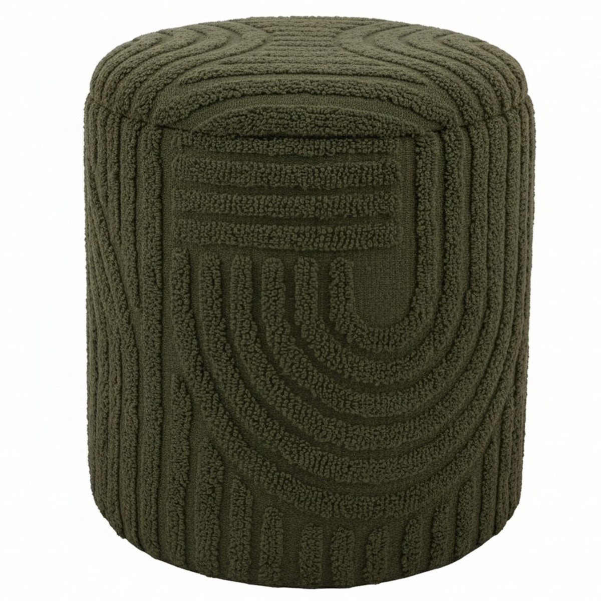 Lullu Round Storage Ottoman – Olive Green – 1