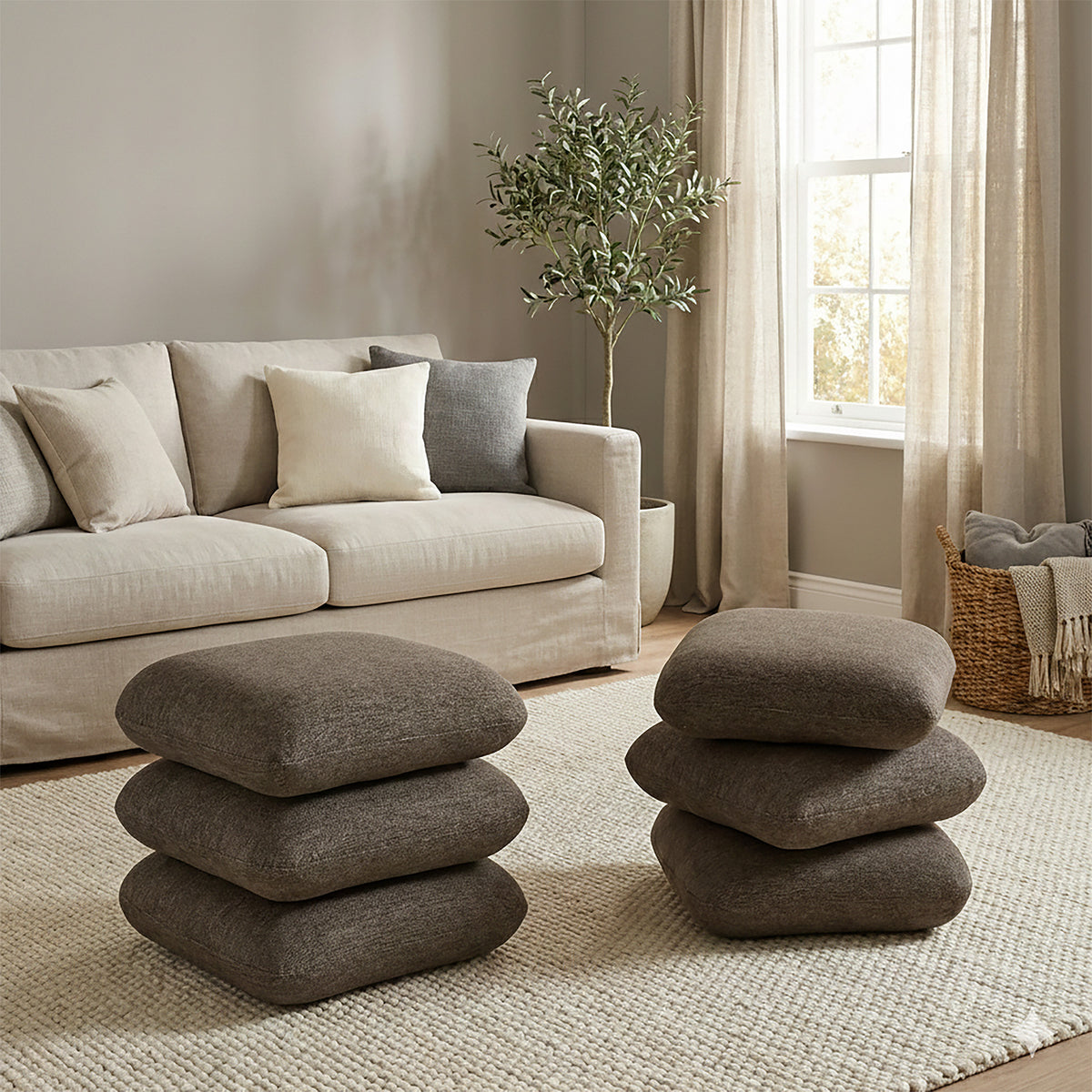 Rylee Square Ottoman – Brown – 2