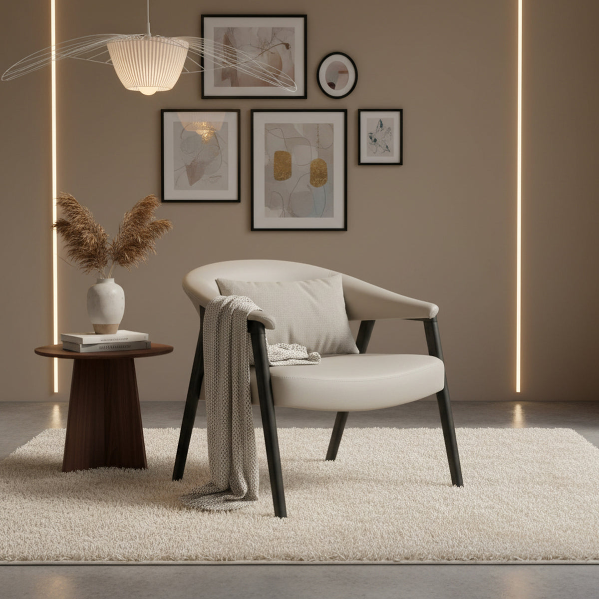 Bexley Accent Chair in Mushroom and Black
