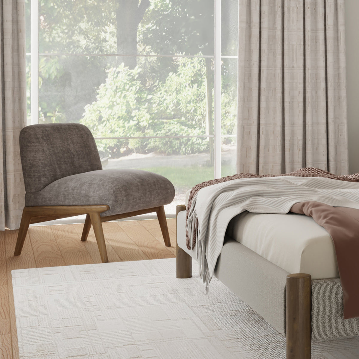 Lisson Accent Chair in Dark Taupe and Walnut