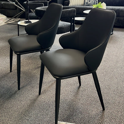 Kash Dining Chair, set of 2, in Black Faux Leather and Black