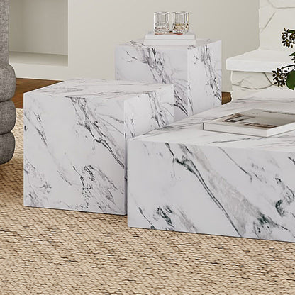 Artemis Square Accent Table in Bulgari White