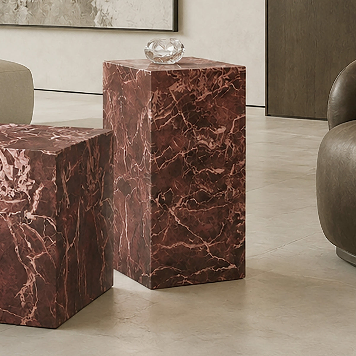 Artemis Tall Accent Table in Red Levanto