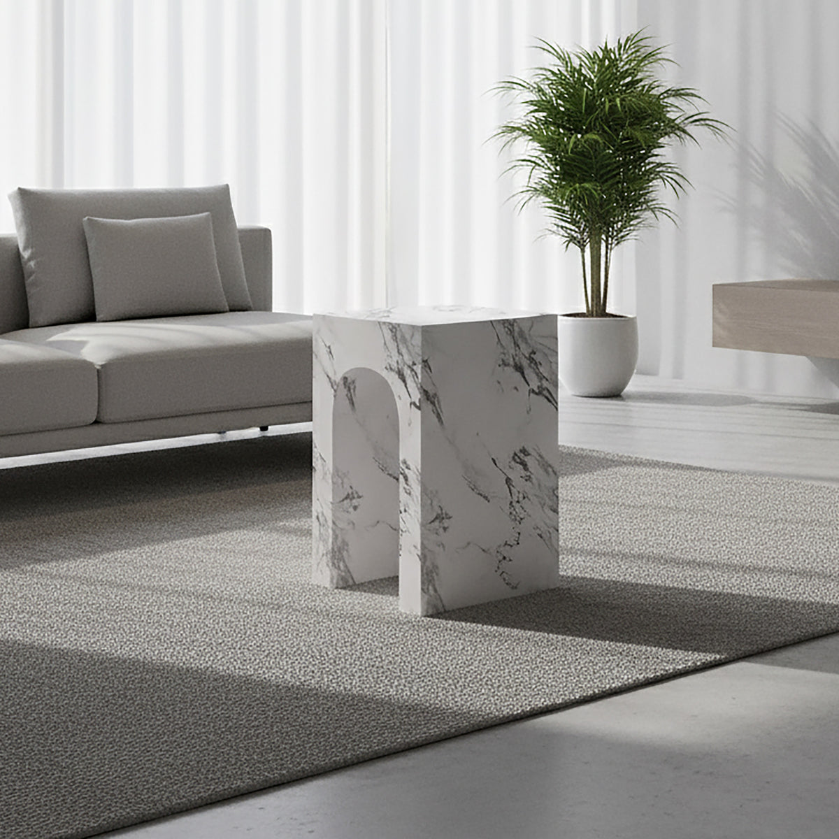 Atticus Square Accent Table – Bulgari White – 2