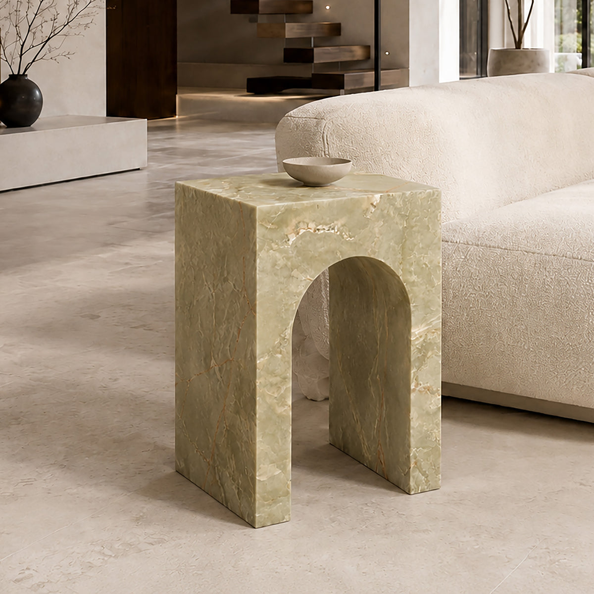 Atticus Square Accent Table in Jade Onyx
