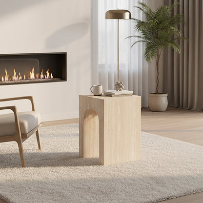 Atticus Square Accent Table – Travertine – 2