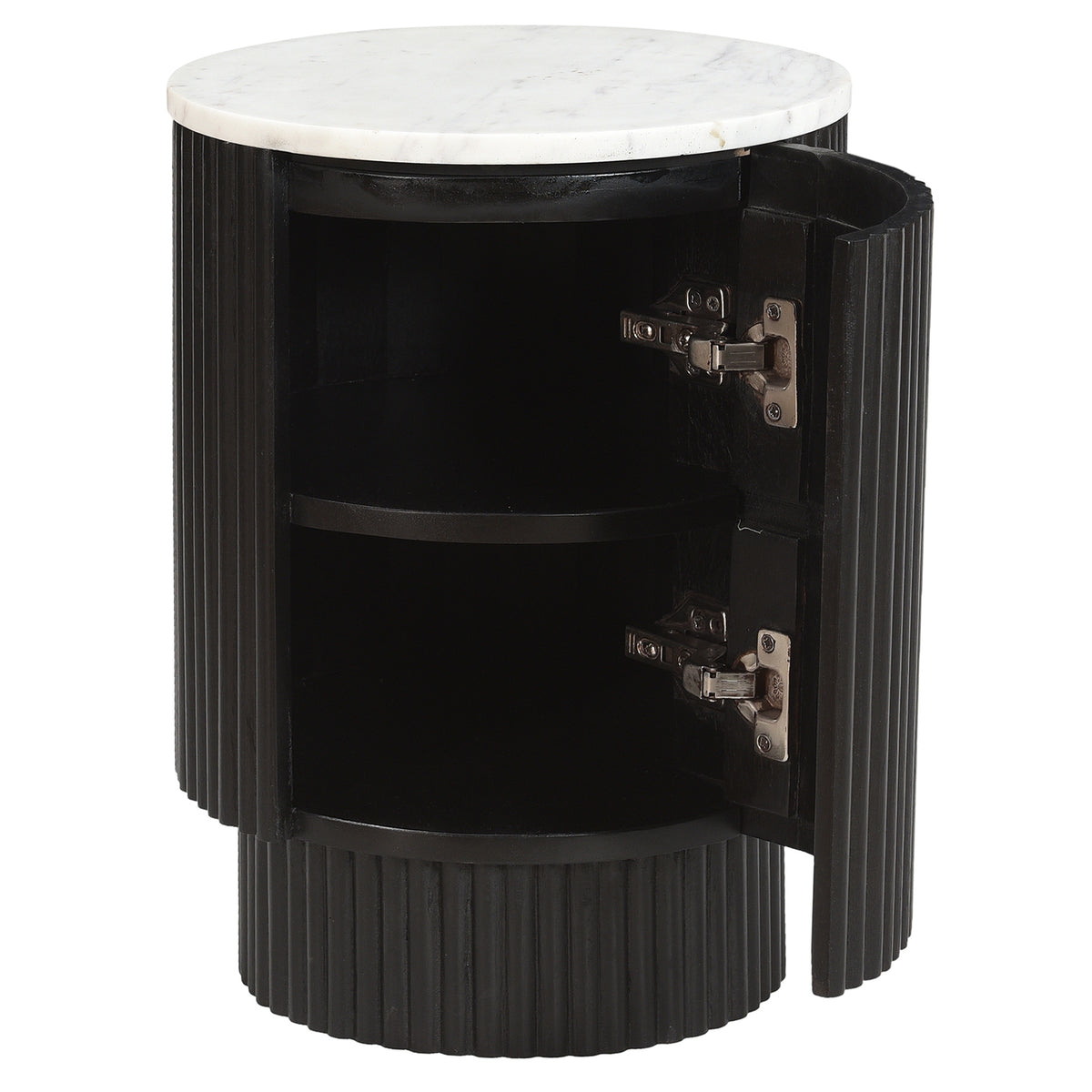 Reyna Round Accent Table with Storage – Black and White – 3