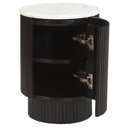 Reyna Round Accent Table with Storage – Black and White – 3