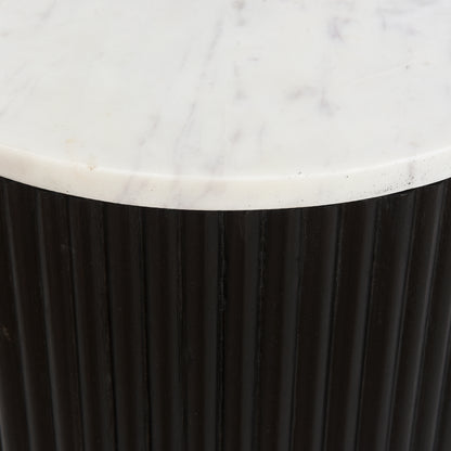 Reyna Round Accent Table with Storage – Black and White – 6