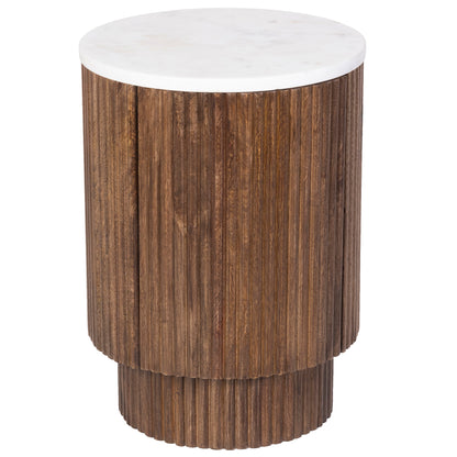 Reyna Round Accent Table with Storage – Walnut and White – 4