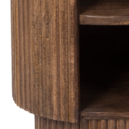Reyna Round Accent Table with Storage – Walnut and White – 5
