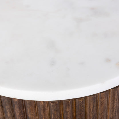 Reyna Round Accent Table with Storage – Walnut and White – 6