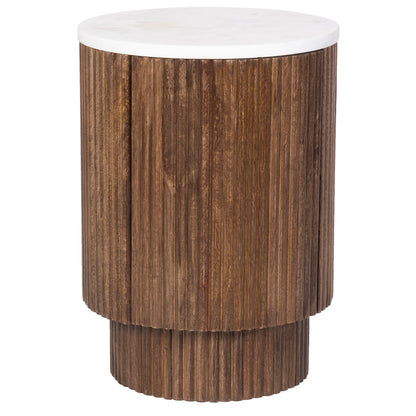 Reyna Round Accent Table with Storage – Walnut and White – 1