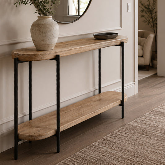 Johar Console Table, 52" in Natural and Black