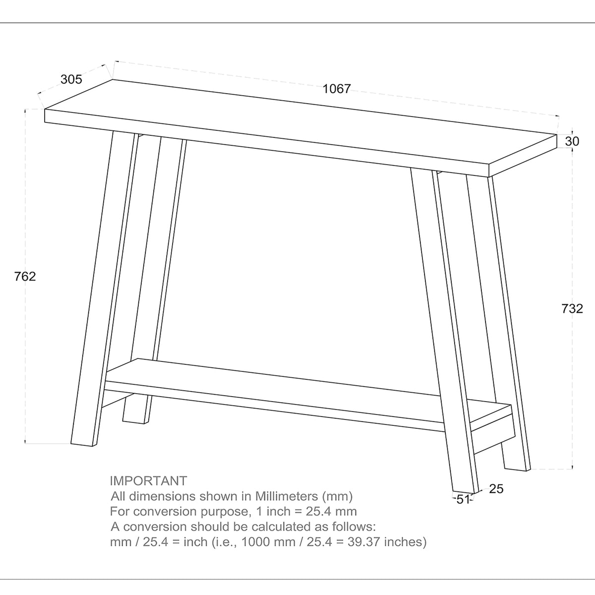 Volsa Console Table, 42" – Reclaimed – 8