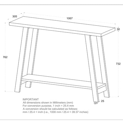 Volsa Console Table, 42" – Reclaimed – 8