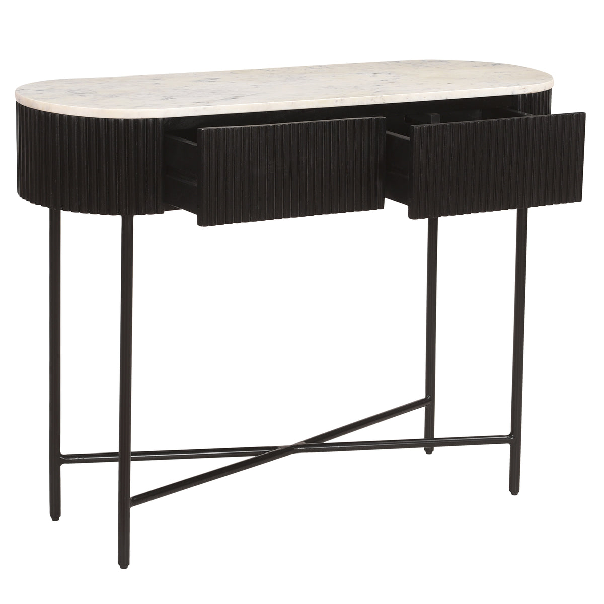 Reyna Console Table, 39" with Drawers – Black and White – 3