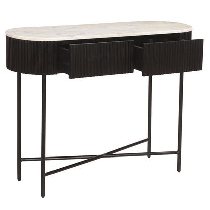 Reyna Console Table, 39" with Drawers – Black and White – 3