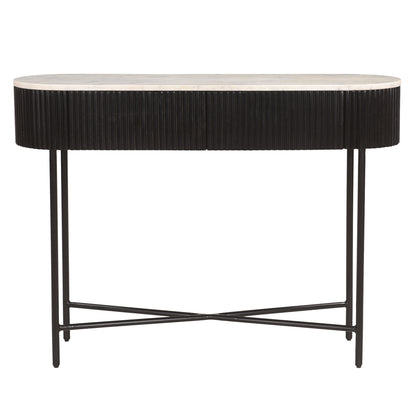 Reyna Console Table, 39" with Drawers – Black and White – 4