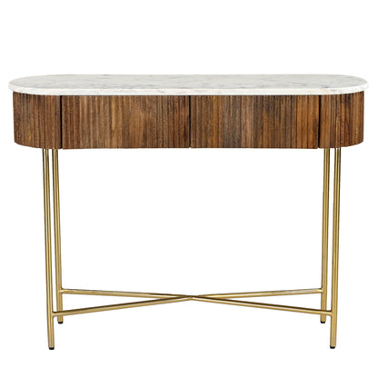 Reyna Console Table, 39" with Drawers – Walnut and White – 4