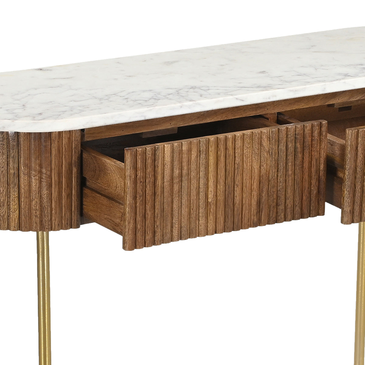 Reyna Console Table, 39" with Drawers – Walnut and White – 5