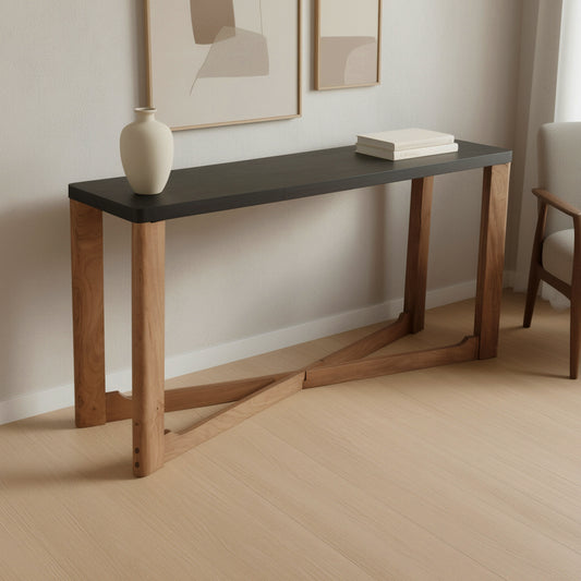 Merano Console Table, 58" in Mocha and Walnut