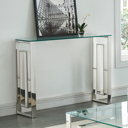 Eros Console and Desk, 39.5" – Silver – 2