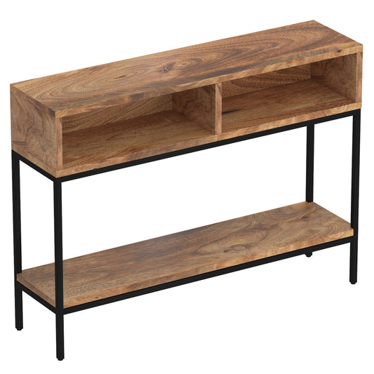 Ojas Console Table, 42" in Natural Burnt and Black