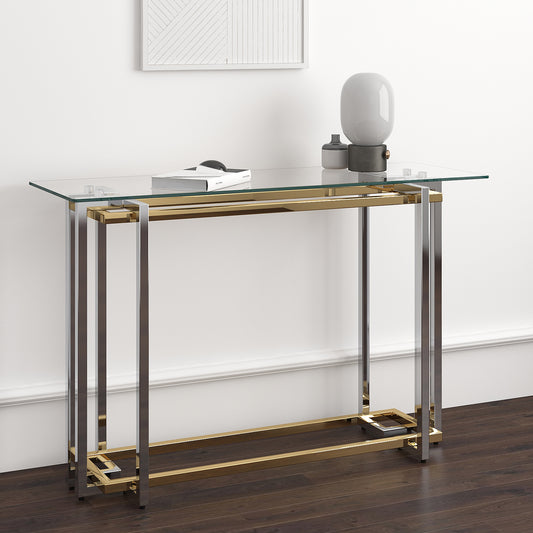 Florina Console Table, 47.25" in Silver and Gold