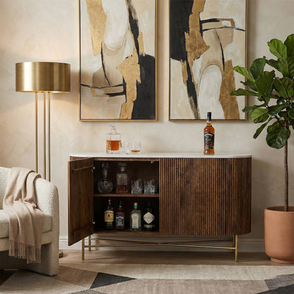 Reyna Sideboard, 57" – Walnut and White – 2