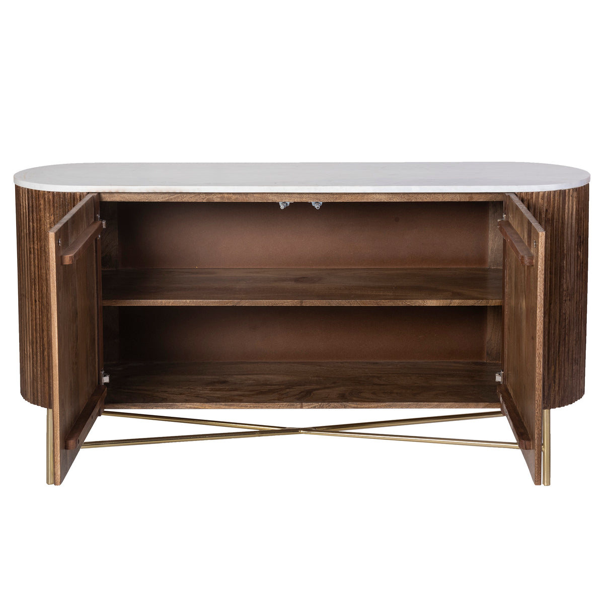 Reyna Sideboard, 57" – Walnut and White – 3