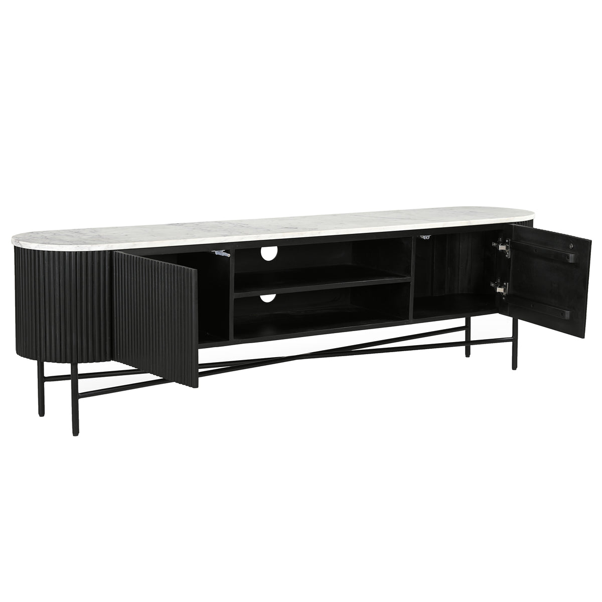 Reyna Media Cabinet, 71" – Black and White – 3