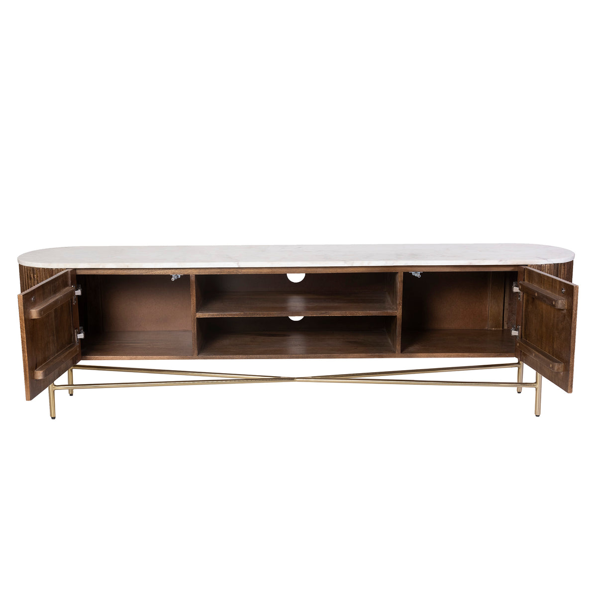 Reyna Media Cabinet, 71" – Walnut and White – 3