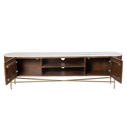 Reyna Media Cabinet, 71" – Walnut and White – 3