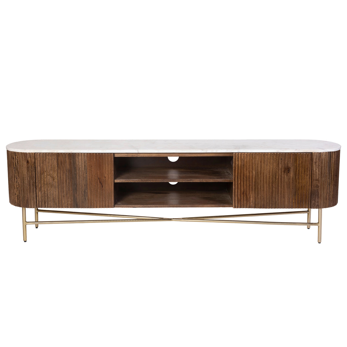 Reyna Media Cabinet, 71" – Walnut and White – 5