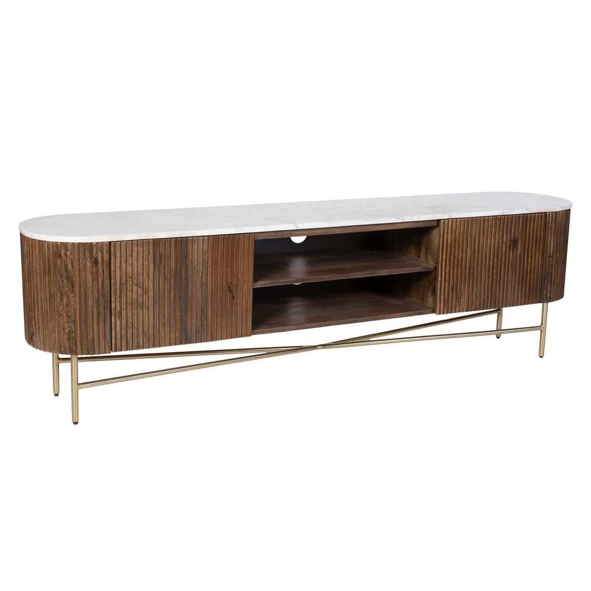 Reyna Media Cabinet, 71" – Walnut and White – 1