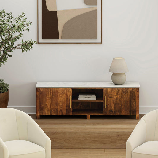 Camden Media Cabinet, 63" in Walnut and White