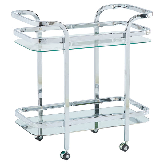 Zedd 2-Tier Bar Cart in Chrome