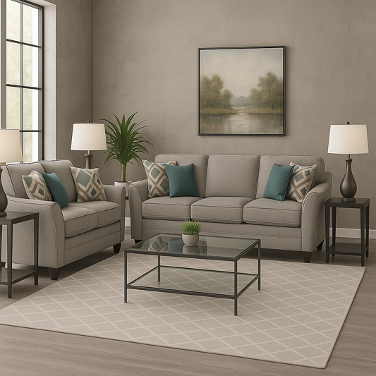 1010 Collection - Fabric Sofa and Loveseat in Paradigm Quartz