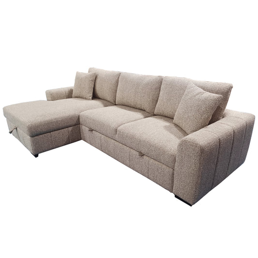 Gareth Sofa with Left Chaise & Bed & Storage in Taupe