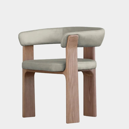 Duke Dining Armchair in Creta leather with natural oak frame — front view