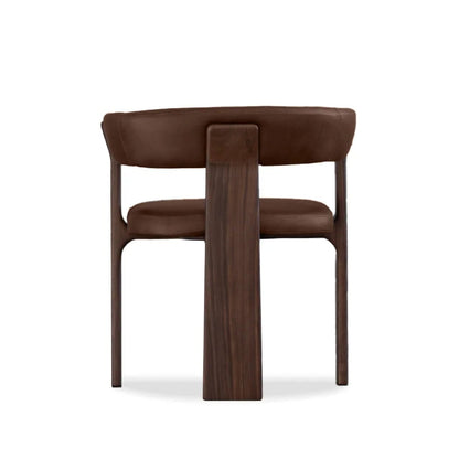 Duke Dining Armchair in Vintage Mocca leather with walnut frame — side view