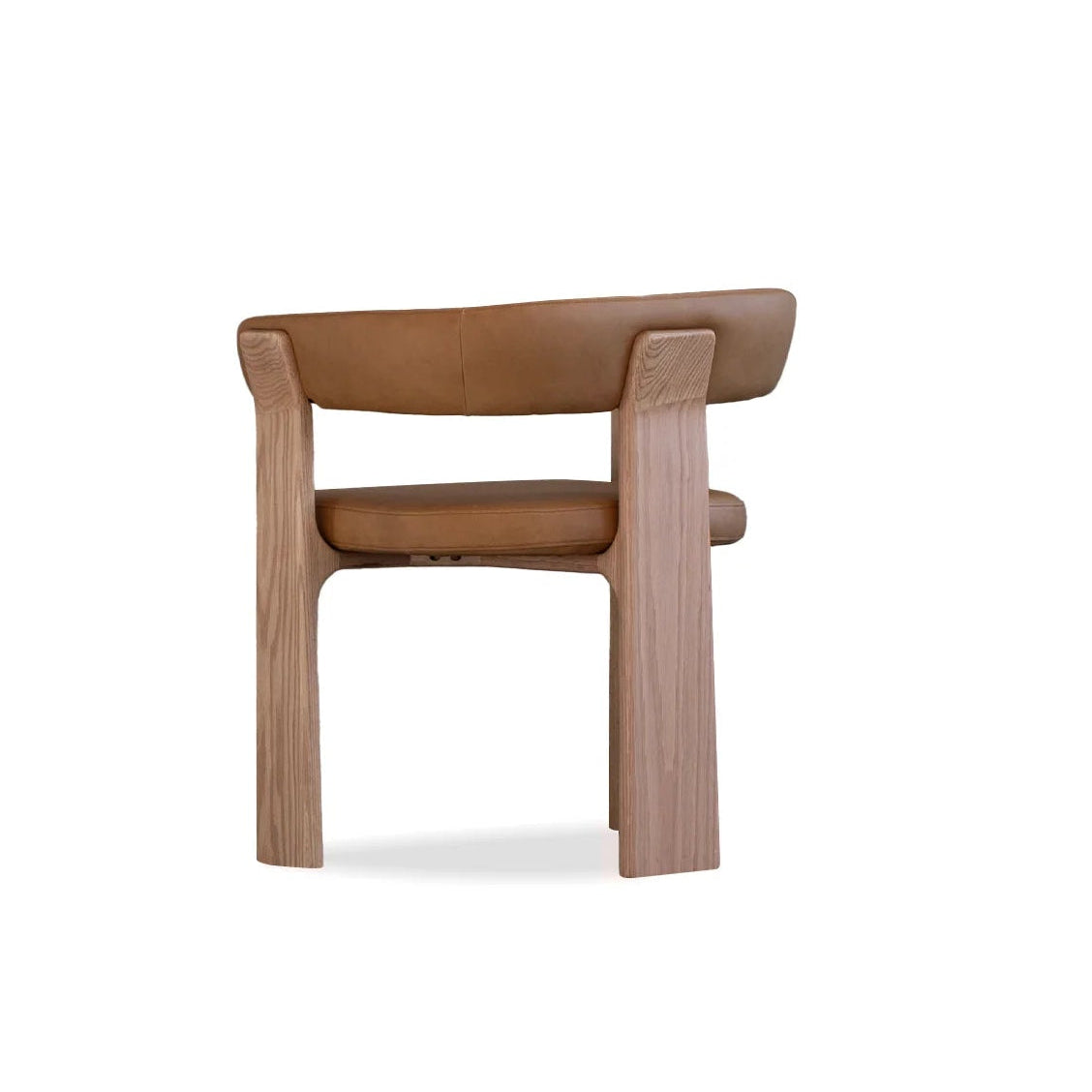 Duke Dining Armchair in Vintage Tan leather with natural oak frame — back view